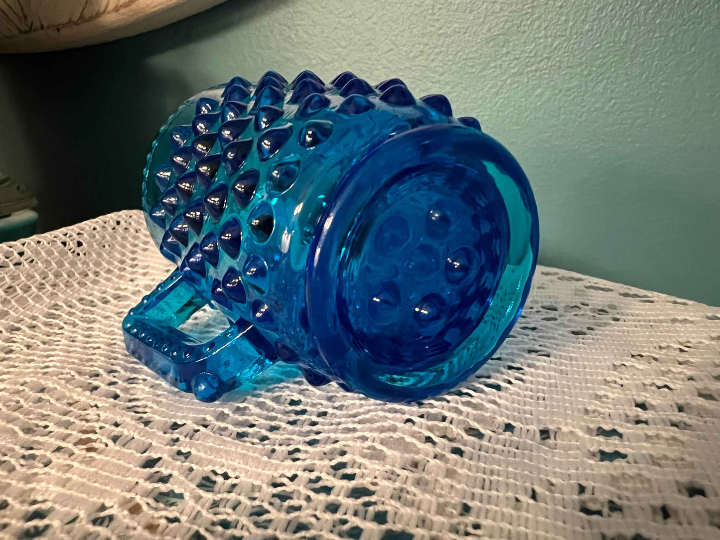 Cobalt Blue Fenton Glass Hobnail Mini Pitcher | Collectible Vintage Glassware