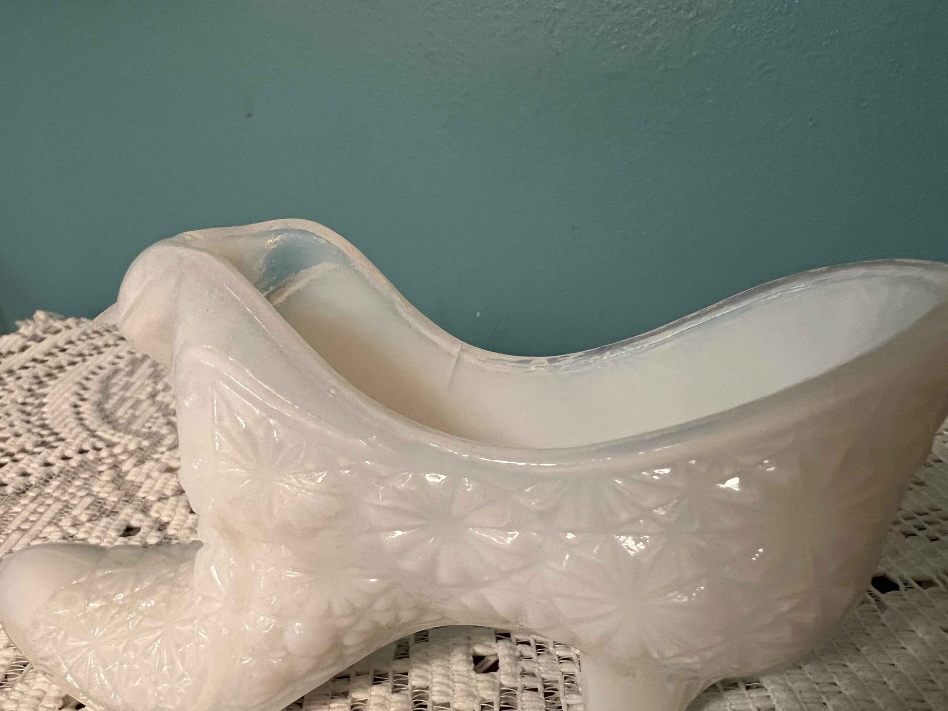 Vintage Fenton White Milk Glass Daisy and Button Shoe | Collectible Glassware