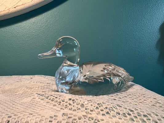 Vintage Fenton Glass Mallard Duck Figurine | Crystal Clear Collectible