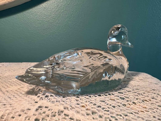 Vintage Fenton Glass Mallard Duck Figurine | Crystal Clear Collectible