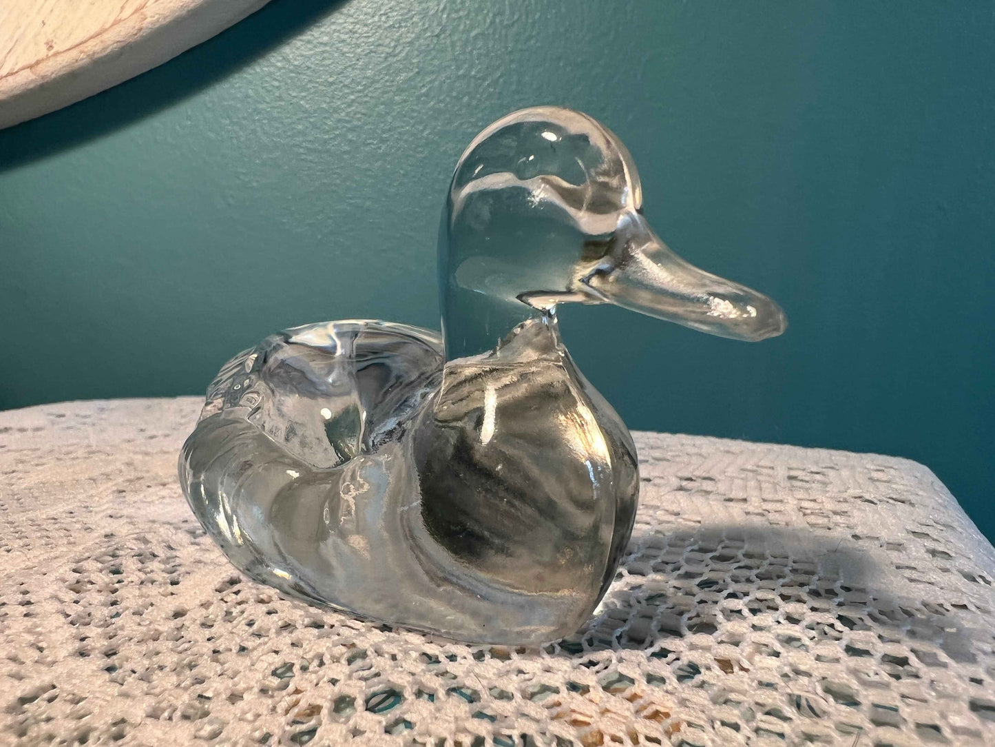 Vintage Fenton Glass Mallard Duck Figurine | Crystal Clear Collectible