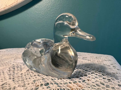 Vintage Fenton Glass Mallard Duck Figurine | Crystal Clear Collectible