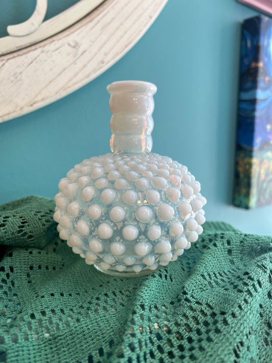 Fenton opalescent hobnail bud vase 1940s-1950s