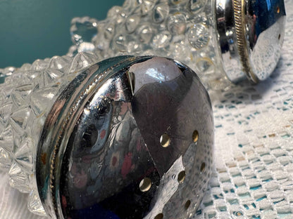 Mid-Century Fenton Leaf Footed Hobnail Salt & Pepper Shakers | Clear Glass | Collectible Vintage Glassware