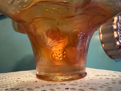 Vintage Fenton Holly Hat Marigold Carnival Glass | Ruffled Vase | 1920s Collectible