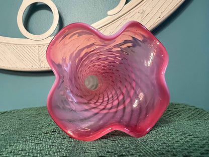 Vintage Fenton Cranberry Opalescent Spiral Optic Swirl Vase | Art Glass