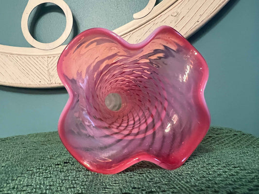 Vintage Fenton Cranberry Opalescent Spiral Optic Swirl Vase | Art Glass