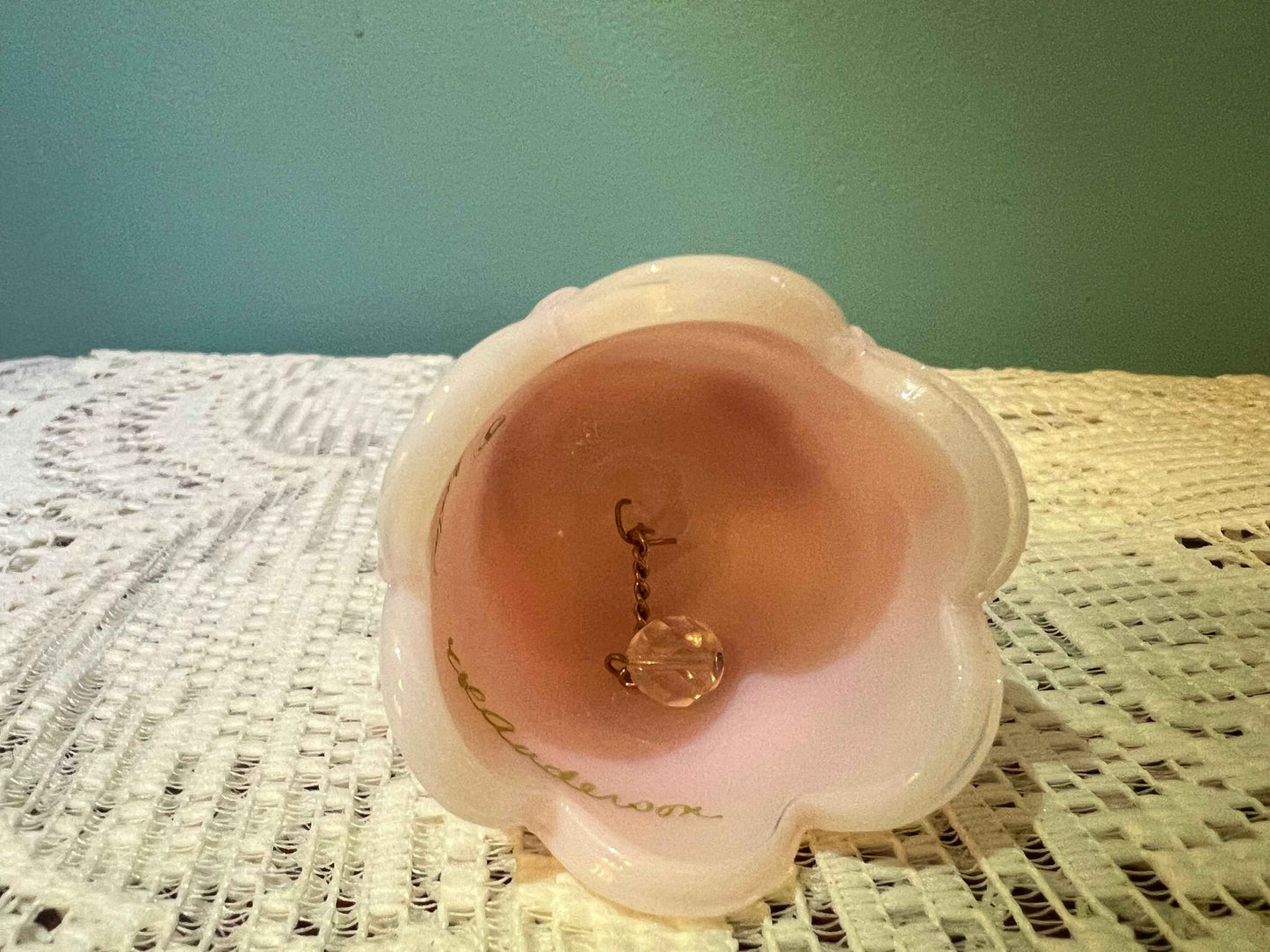 Fenton Rosalene Slag Glass Hand-Painted Mini Bell | Vintage Decor