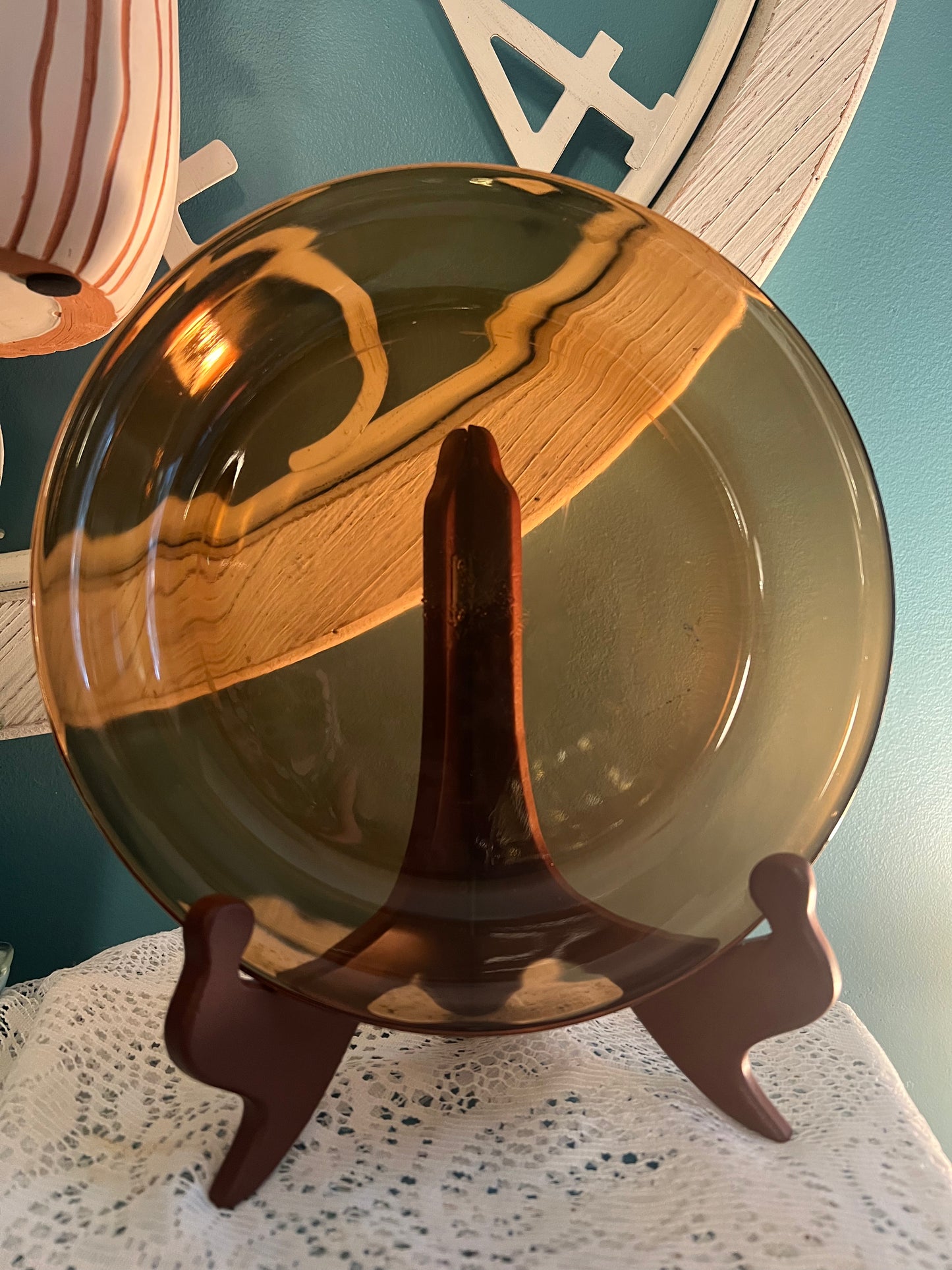 Vintage Fire-King amber glass 9-inch pie plate for baking and serving