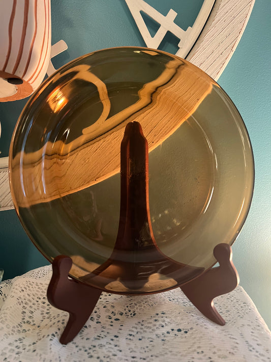 Vintage Fire-King amber glass 9-inch pie plate for baking and serving