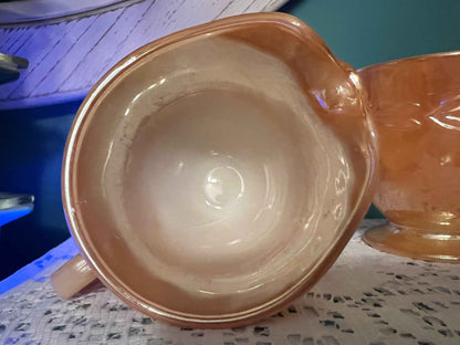 Anchor Hocking Fire King Peach Lustre Cream & Sugar | Collectible Vintage Tableware