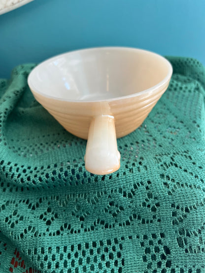 Set of 2 vintage Fire King peach luster beehive individual casseroles