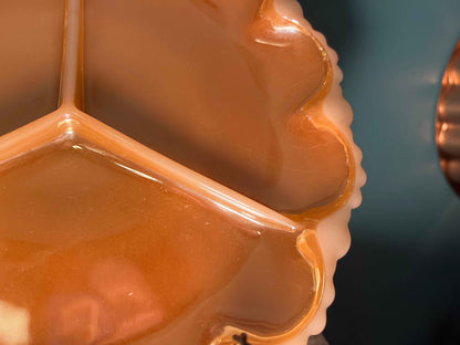 Fire-King Peach Lustre 9” 3-Section Relish Dish | Anchor Hocking Vintage Dinnerware