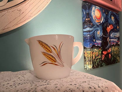 Vintage Fire King Golden Wheat milk glass creamer by Anchor Hocking
