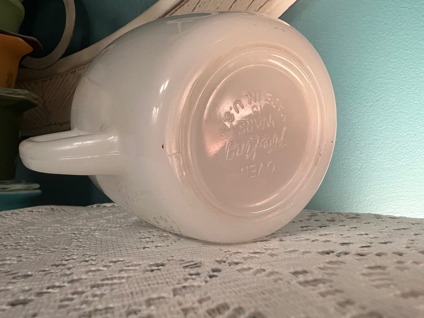 Mid-century 1950s–60s Fire King collectible creamer with golden wheat design