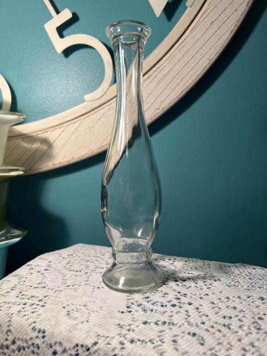 Vintage Glass Footed Bud Vase with Rose Motif | Floral Etched Vase | Vintage Home Décor