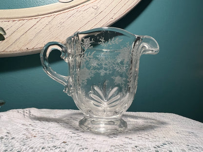 Vintage Fostoria Chintz footed creamer etched floral pattern