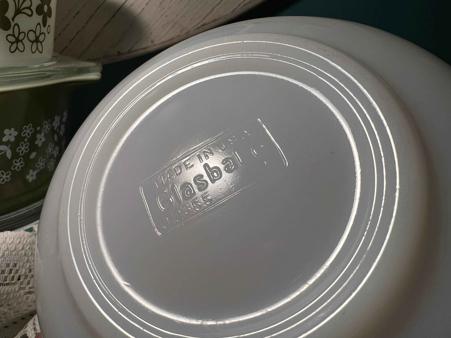 Vintage Glasbake Cinderella Mixing Bowl J-2355 | Red & Yellow Floral Milk Glass | Vintage Kitchenware