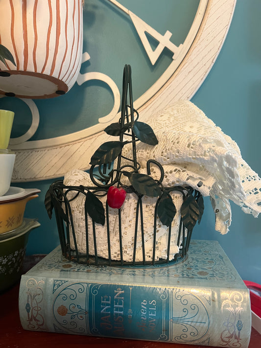 1990s Green Basket Vintage with Apples