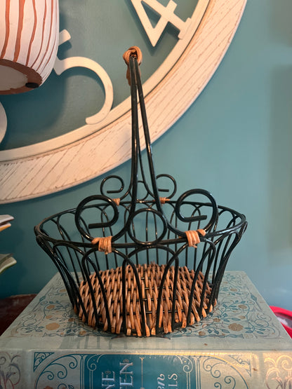 vintage wicker basket with handle