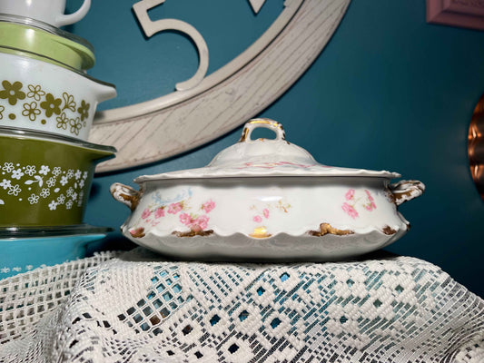Vintage Haviland Limoges Oval Covered Vegetable Dish | Schleiger 63 | French Porcelain