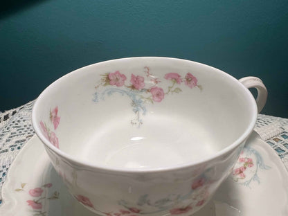 Schleiger 63B Flat Cup & Saucer | Haviland Limoges France | Pink Floral Antique Set