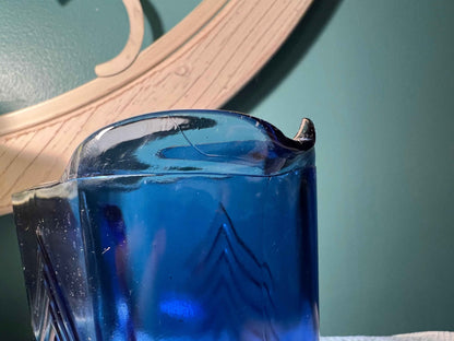 Vintage Hazel Atlas Cobalt Blue Chevron Creamer | Art Deco Depression Glass