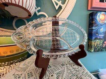 Vintage Hazel Atlas Jewel Pattern divided relish tray