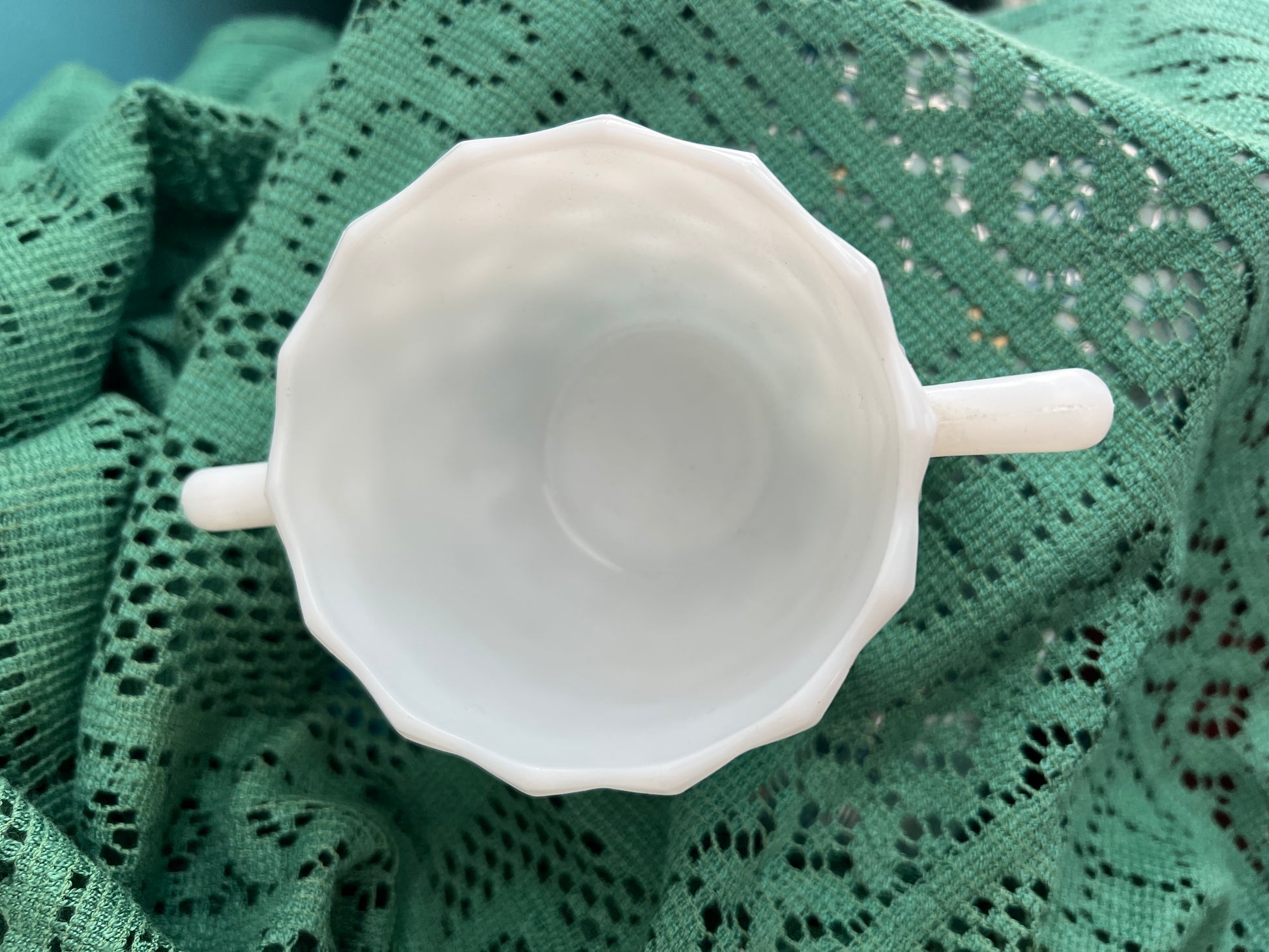 Vintage Hazel Atlas Cubed/Cubist milk glass sugar bowl