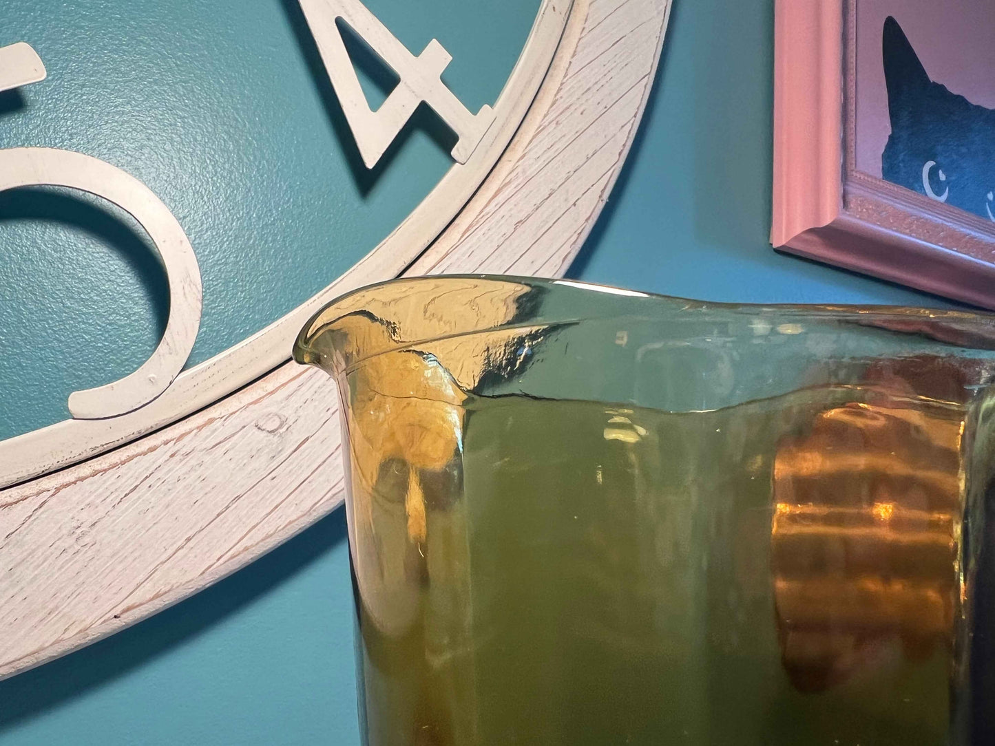 Vintage Hazel Atlas Mt. Vernon Amber Pitcher | 64oz | Vertical Panel Glassware