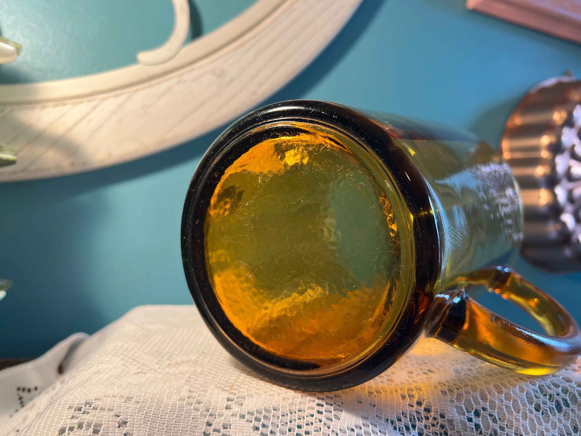 Vintage Hazel Atlas Mt. Vernon Amber Pitcher | 64oz | Vertical Panel Glassware