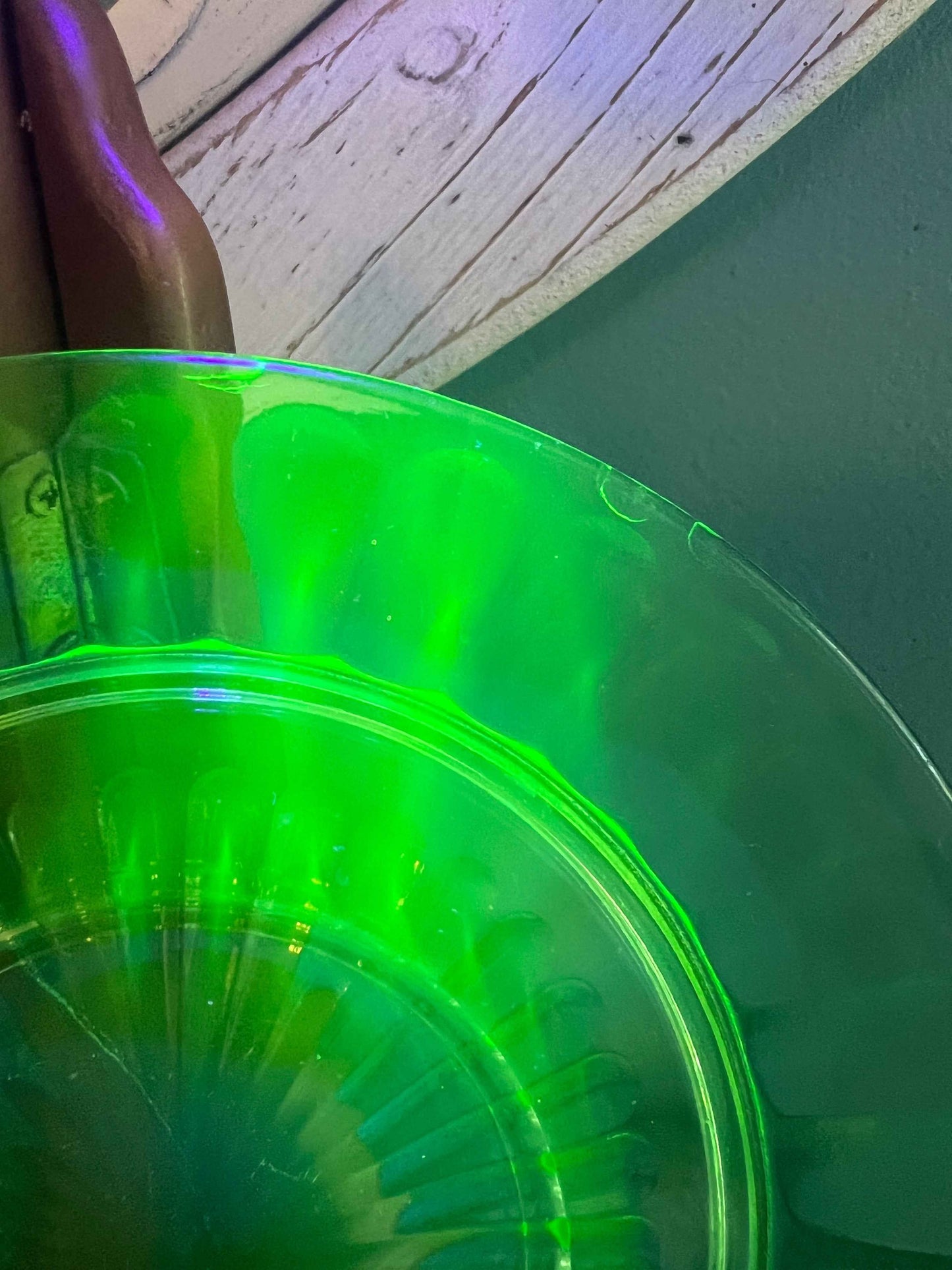 Vintage Hazel Atlas Uranium Green Ribbon Depression Glass Saucer, Set of 3  – 6 1/4" Sherbert Plate