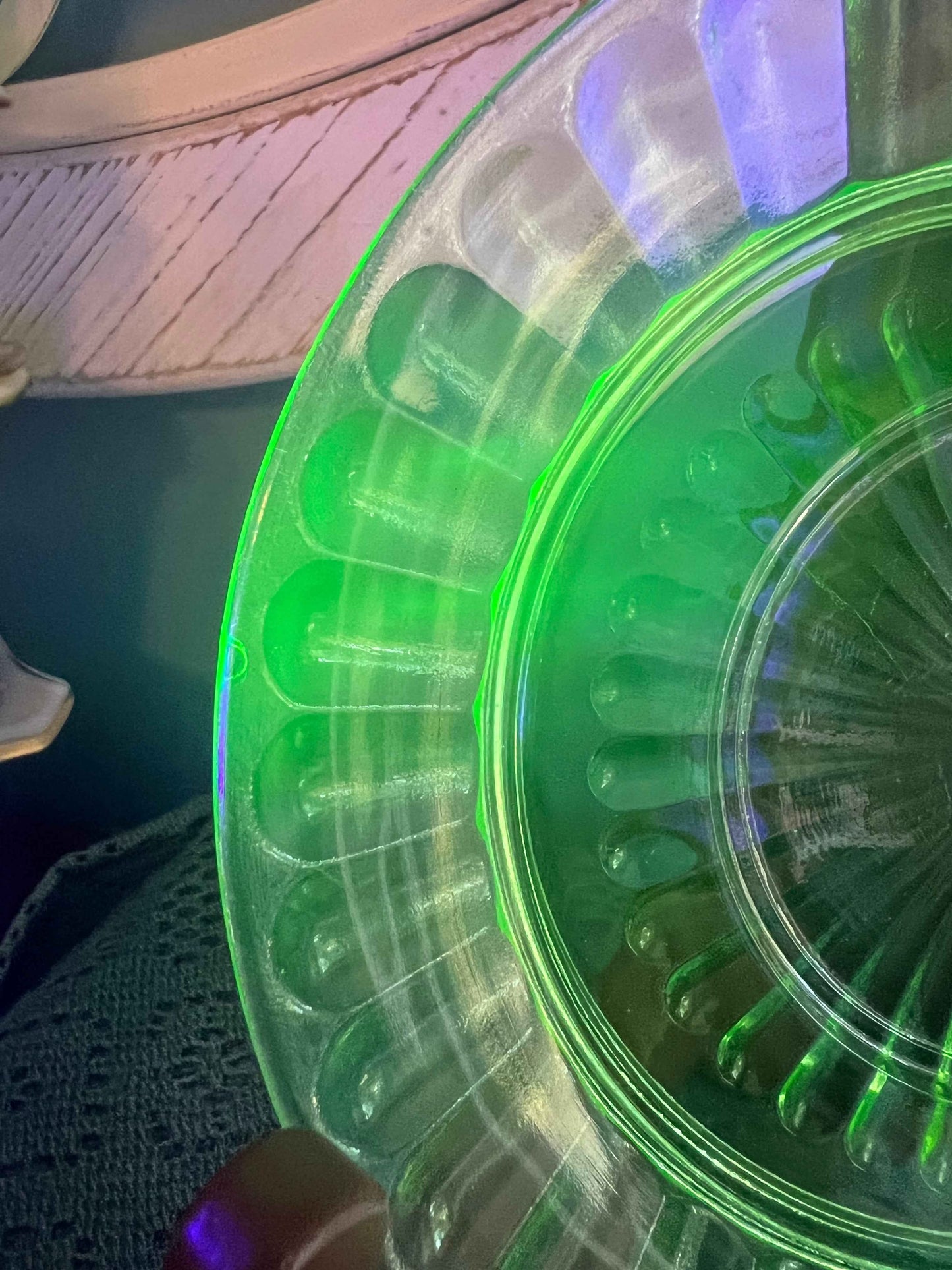 Vintage Hazel Atlas Uranium Green Ribbon Depression Glass Saucer, Set of 3  – 6 1/4" Sherbert Plate