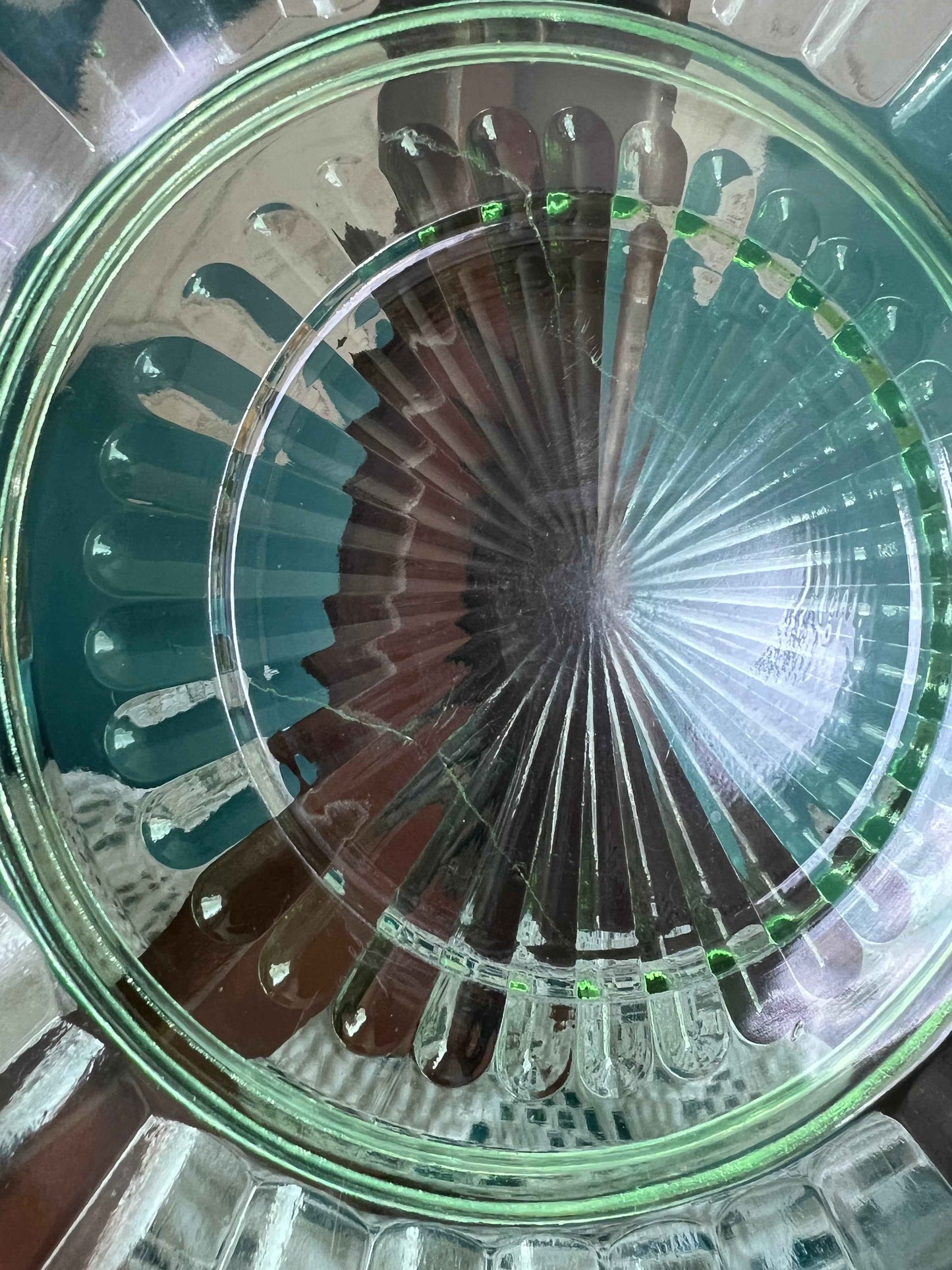 Vintage Hazel Atlas Uranium Green Ribbon Depression Glass Saucer, Set of 3  – 6 1/4" Sherbert Plate