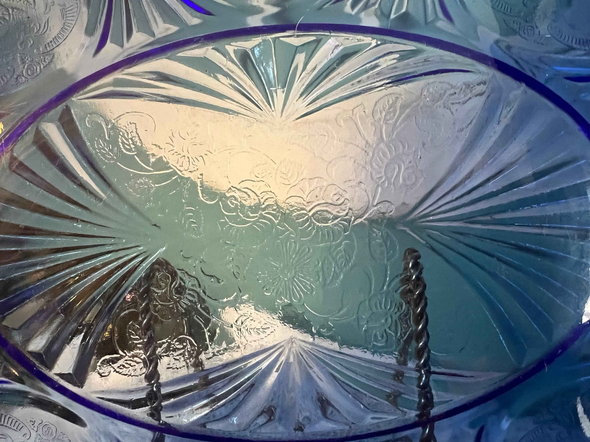 Hazel-Atlas Royal Lace Cobalt Blue Platter | 12” Pressed Glass Serving Platter