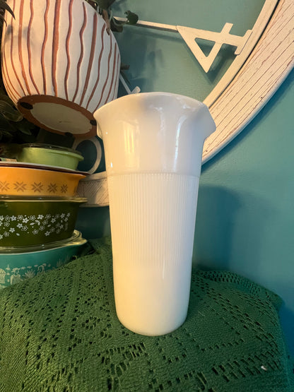 Vintage Hazel Atlas milk glass vase with ruffled edge
