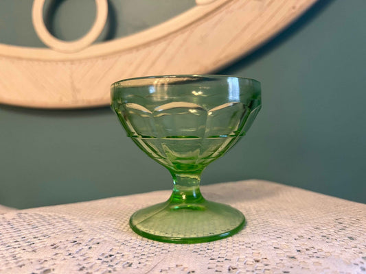 Hazel-Atlas Colonial Block Sherbet Bowl | 3” Pressed Glass Dessert Bowl