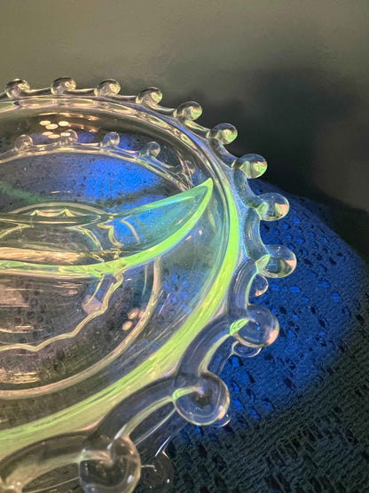 Heisey Lariat Divided Relish Bowl with Manganese | Vintage Glassware