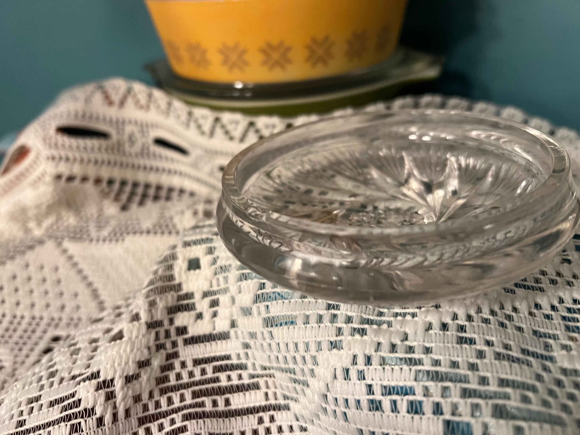 Vintage Heisey Glass Powder Jar with Lid – Dresser Vanity Dish, Trinket Jewelry Holder