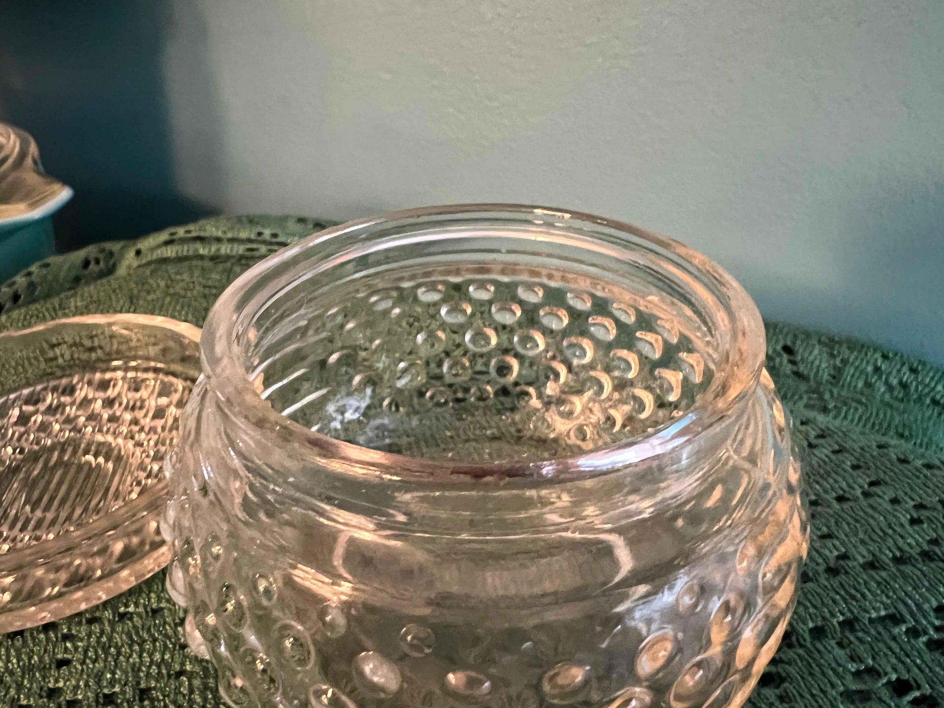 Vintage Clear Hobnail Glass Powder Bowl with Lid – Vanity Dish Trinket Collectible