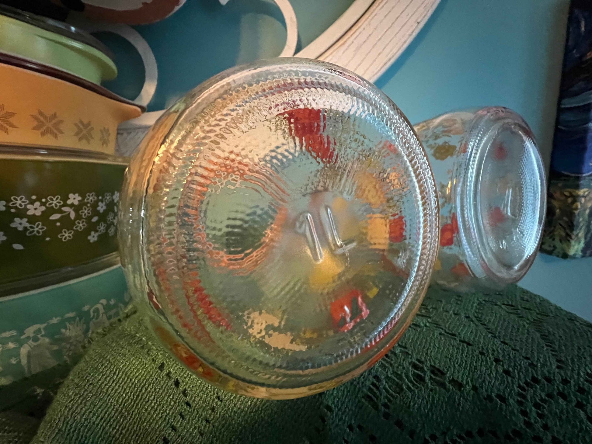 Vintage Spice of Life Canister Set by Arc of France – French Kitchen Glass Storage Jars – Set of 2 (1L & ¾L) – 1970s French Country Kitchen Decor