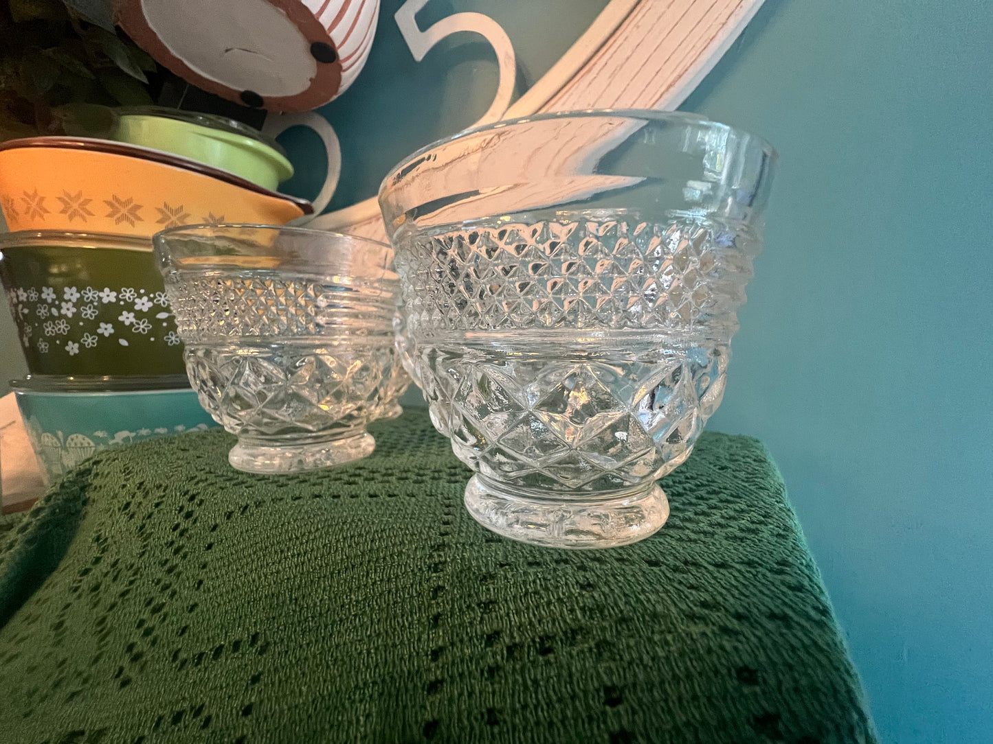 Vintage Anchor Hocking Wexford Tea Cups – Set of 4 Glass Punch Cups, 3.375" - Dusty Treasures