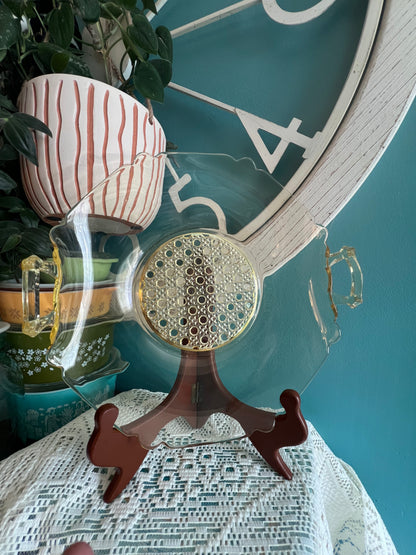 Vintage Lancaster Yellow Depression Glass Tray with Handles – 12.5" x 10.75" - Dusty Treasures