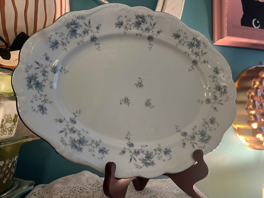 Vintage Haviland Blue Garland Creamer, Sugar Bowl & Serving Plate – Fine French Porcelain