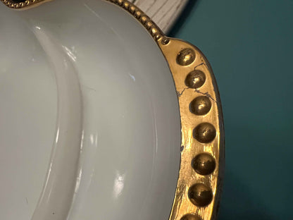 Vintage Fire King Milk Glass Divided Tray – Gold Trim Server Dish | Collectible Fire King Tableware