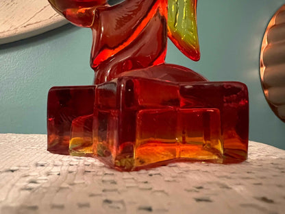 LE Smith Amberina Angel Candle Holder | Vintage Glassware | Collectible Cadmium