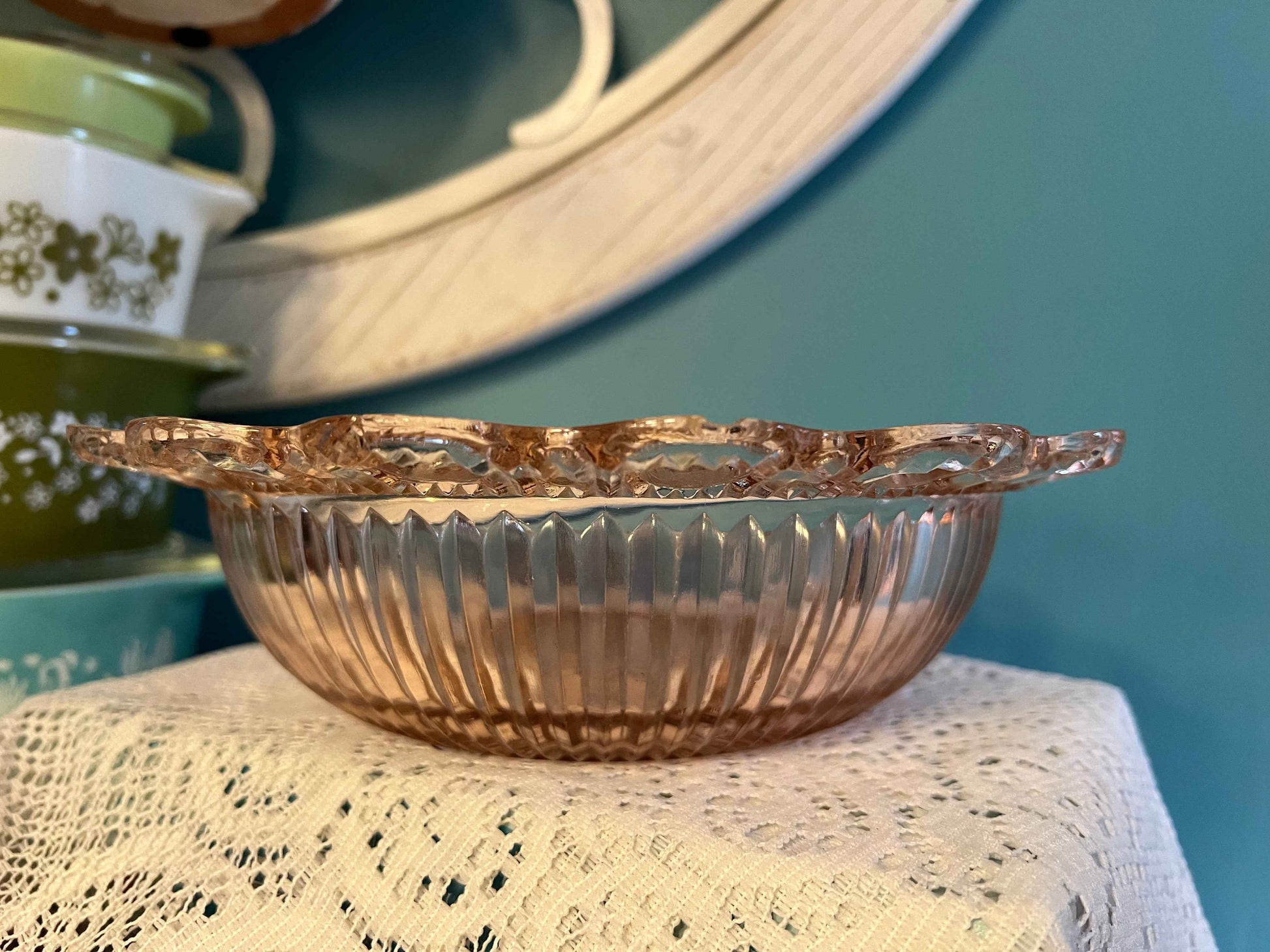 Vintage Anchor Hocking Open Lace Old Colony Salad Bowl | 9.5" | Collectible Glassware