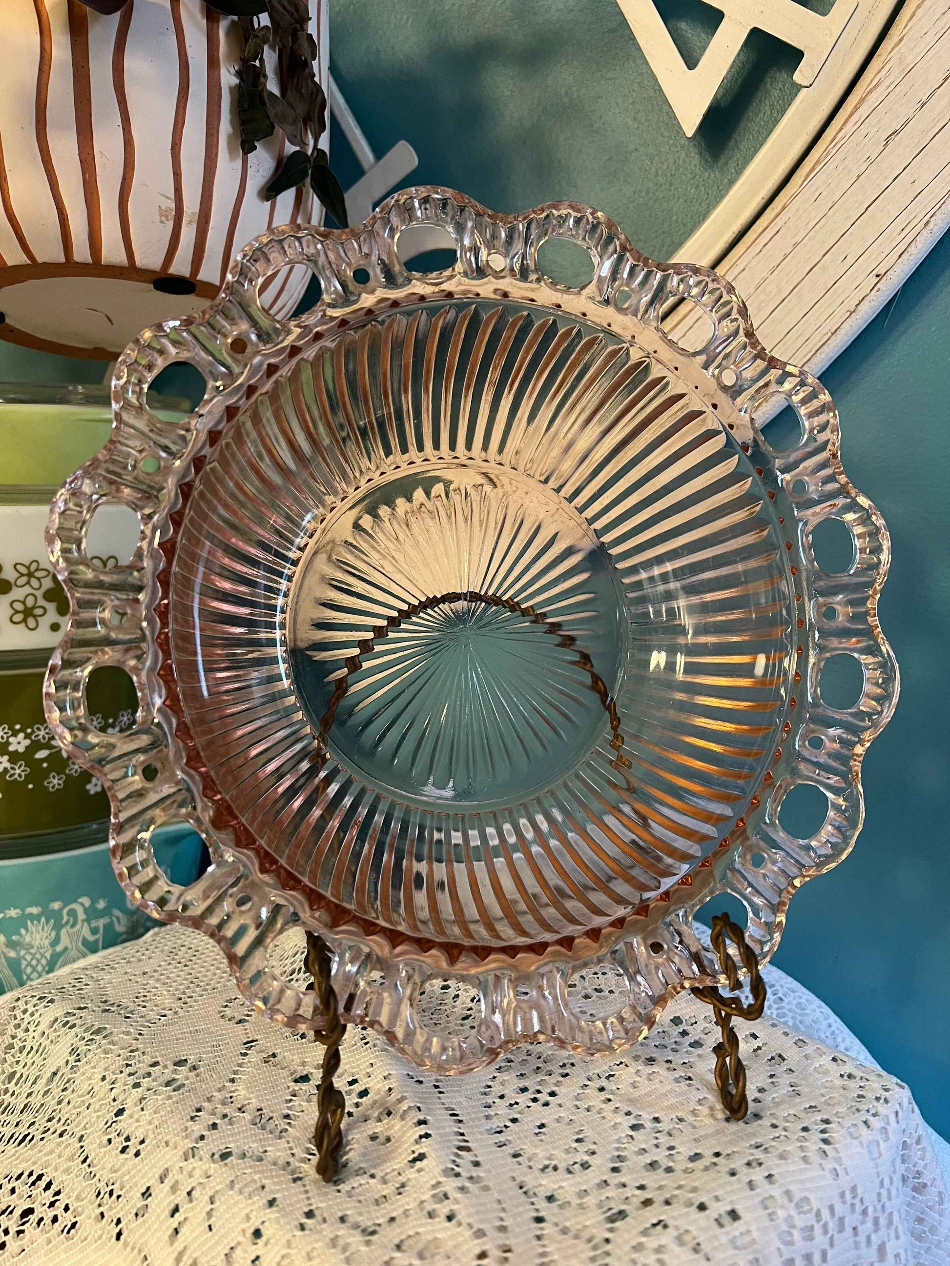 Vintage Anchor Hocking Open Lace Old Colony Salad Bowl | 9.5" | Collectible Glassware