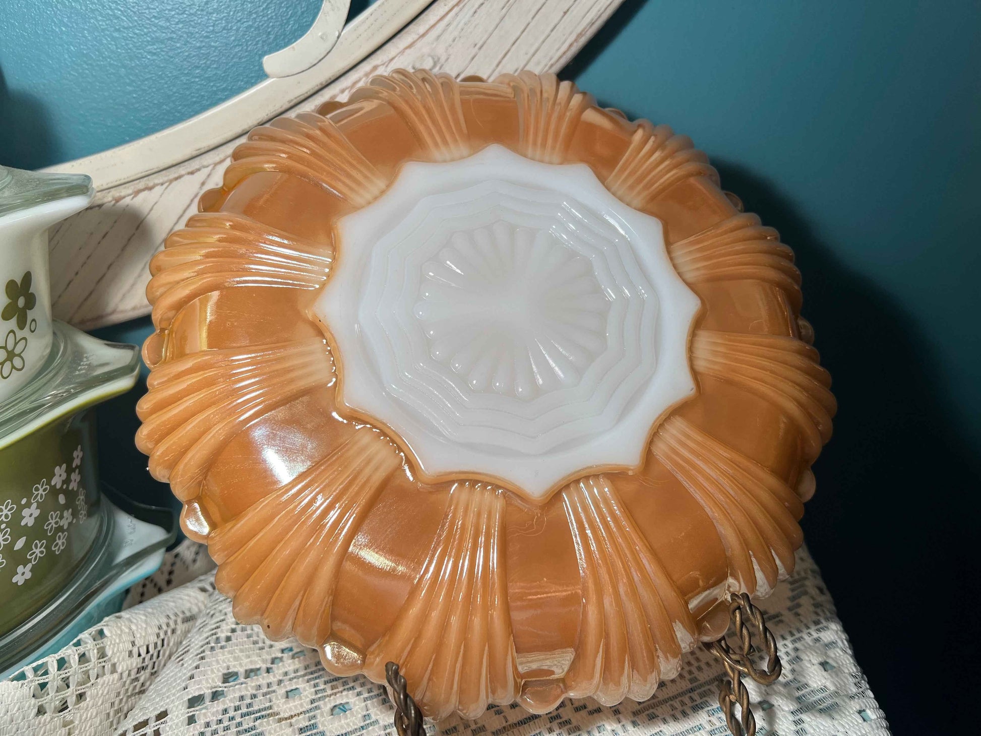 Fire-King Peach Lustre 9” 3-Section Relish Dish | Anchor Hocking Vintage Dinnerware