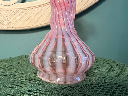 Vintage Fenton Cranberry Opalescent Spiral Optic Swirl Vase | Art Glass
